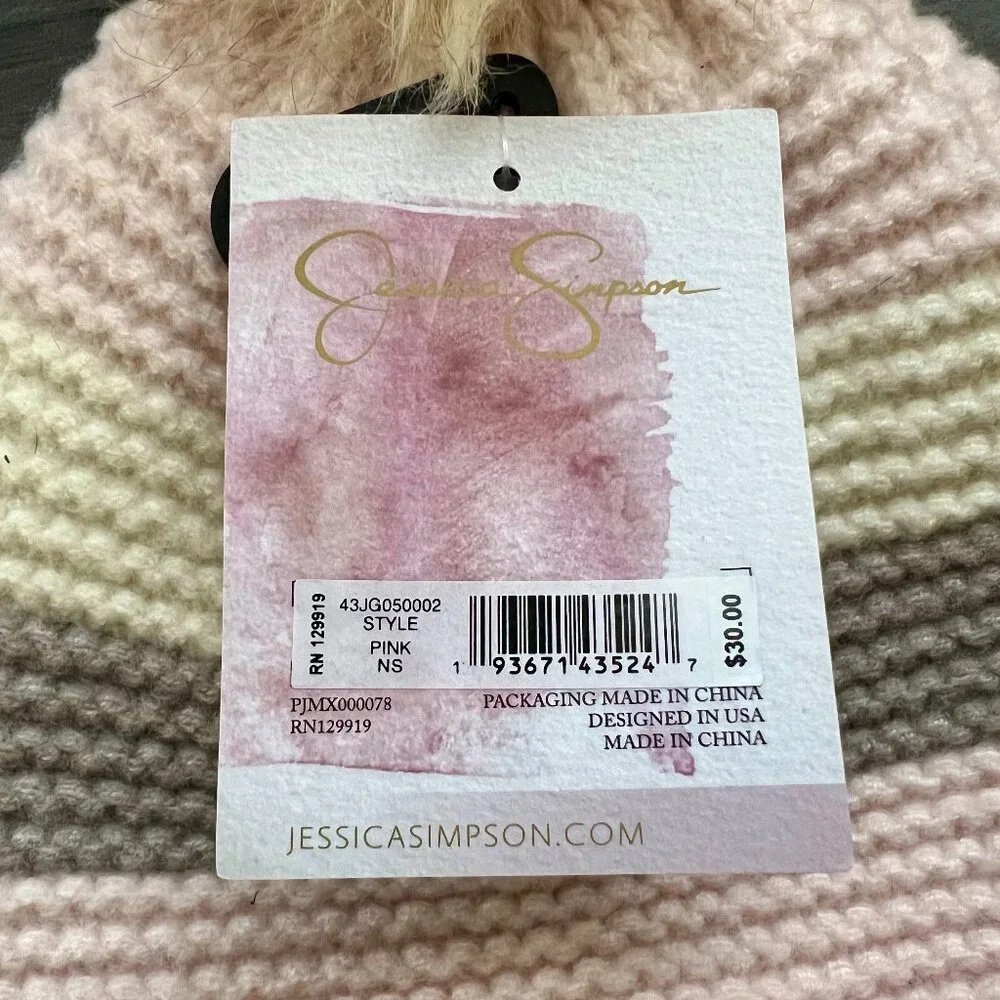 NWT Jessica Simpson Pink & Gray Beanie - Picture 3 of 3
